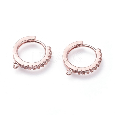 Brass Micro Pave Cubic Zirconia Huggie Hoop Earring Findings ZIRC-G156-07RG-1