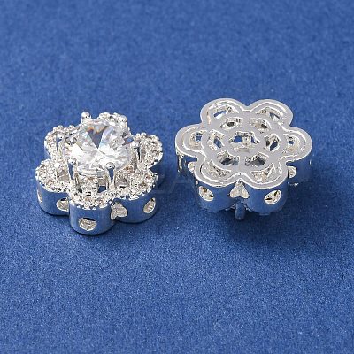 Brass Micro Pave Clear Cubic Zirconia Beads CU-CBAEC99-32S-01-1