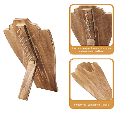 Bust Wooden Display Stands for Necklaces ODIS-WH0331-54-1