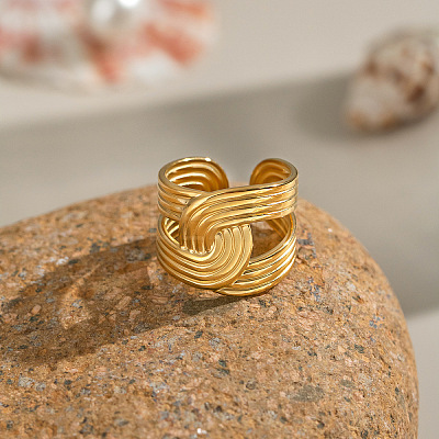 Adjustable 304 Stainless Steel Open Cuff Rings for Women NR2128-1