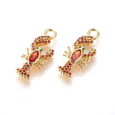 Brass Micro Pave Cubic Zirconia Pendants X-ZIRC-L075-25A-G-1
