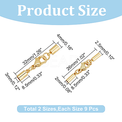18 Sets 2 Styles 304 Stainless Steel Lobster Claw Clasps STAS-UN0044-86-1