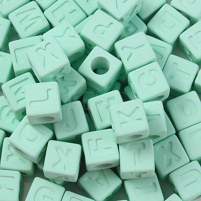 Rubberized Style Transparent Acrylic Beads OACR-K007-014B-1