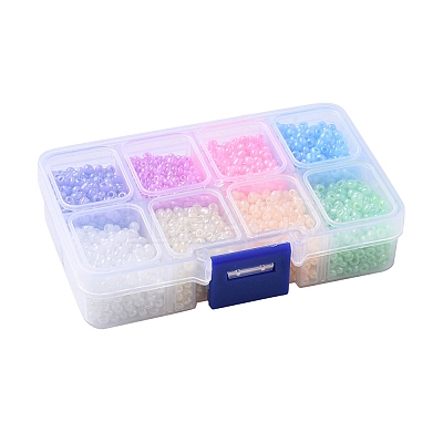 3384Pcs 8 Colors 8/0 Glass Seed Beads SEED-YW0002-23-1