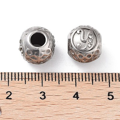 304 Stainless Steel Rhinestone European Beads STAS-A092-10Y-P-1