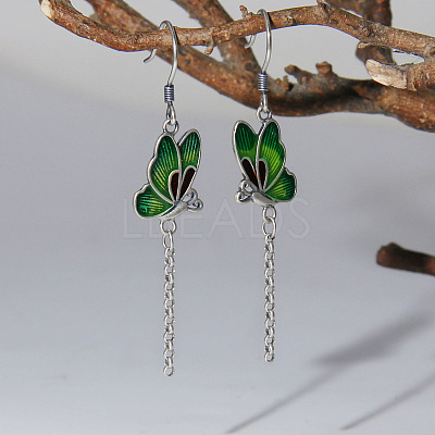 Alloy Enamel Butterfly Dangle Earrings for Women WG8FBC4-01-1