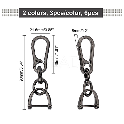 6Pcs 2 Colors Alloy Keychain Clasps DIY-CA0004-46-1