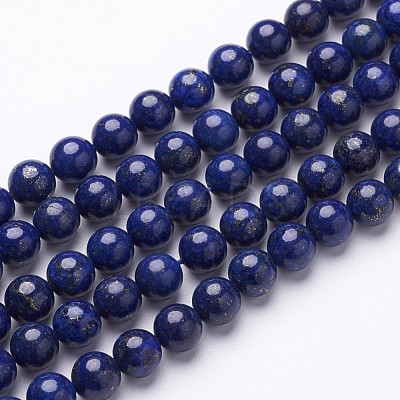 Dyed Grade A Natural Lapis Lazuli Beads Strands X-GSR8mmC123-1