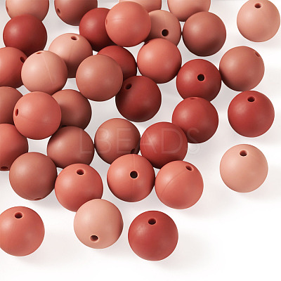 40Pcs 4 Colors Round Silicone Focal Beads SIL-TAD0001-02G-1