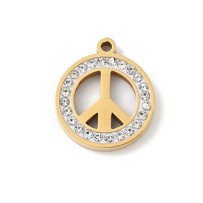 304 Stainless Steel Rhinestone Pendants STAS-Q354-04G-1