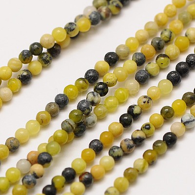 Natural Gemstone Yellow Turquoise(Jasper) Round Beads Strands G-A130-3mm-L01-1