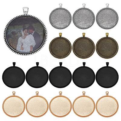 20Pcs 4 Colors Alloy Pendant Cabochon Settings FIND-PH0029-11-1