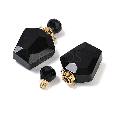 Natural Obsidian Openable Perfume Bottle Pendants G-I381-02G-05-1