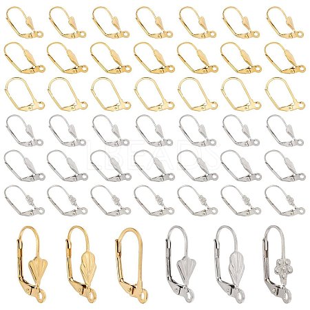   48Pcs 6 Styles 304 Stainless Steel Shell Leverback Earring Findings STAS-PH0001-54-1