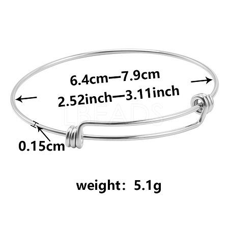 Adjustable Expandable 304 Stainless Steel Bangles for Women LF8059-1-1