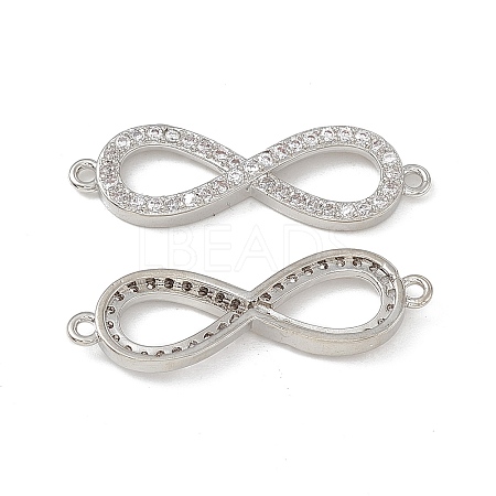 Brass Micro Pave Clear Cubic Zirconia Connector Charms KK-E068-VB385-1