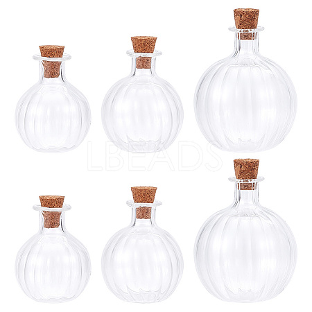DELORIGIN 6Pcs 3 Style Chunky Glass Ball Wishing Bottle Ornament AJEW-DR0001-06-1