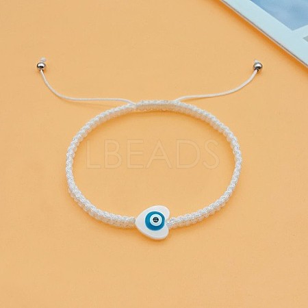 Heart Evil Eye Shell Bead Braided Bead Bracelets PK6990-1-1