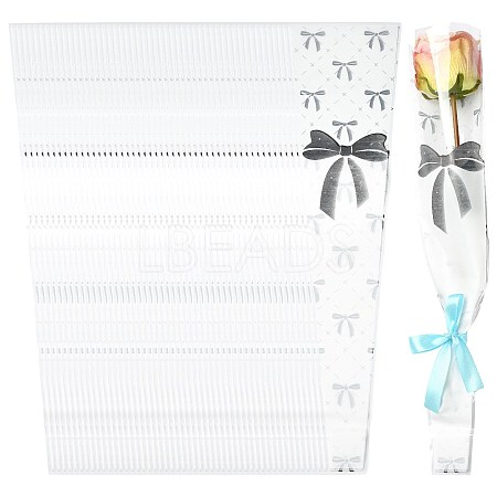 Bowknot Print Transparent PE Cone Flower Sleeves ABAG-FZC0002-001I-1