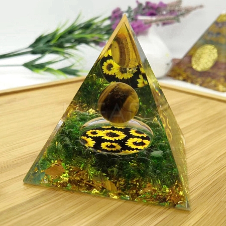 Resin Orgonite Pyramids  with  Ball PW-WG11318-01-1
