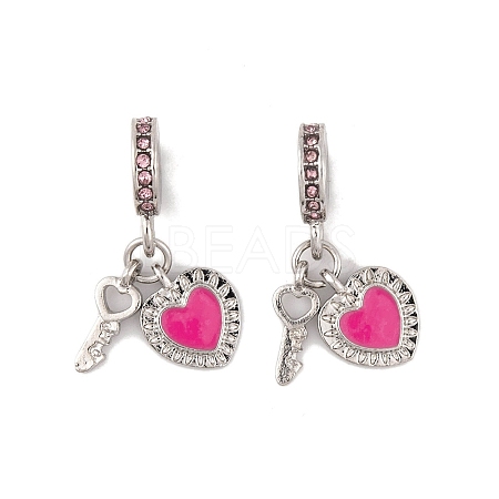 Rack Plating Alloy Light Rose Rhinestone European Dangle Charms FIND-C055-27P-03-1