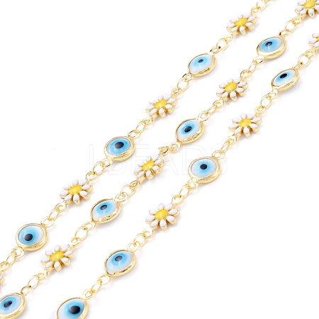 Handmade Brass Enamel Link Chains CHC-D031-02G-1
