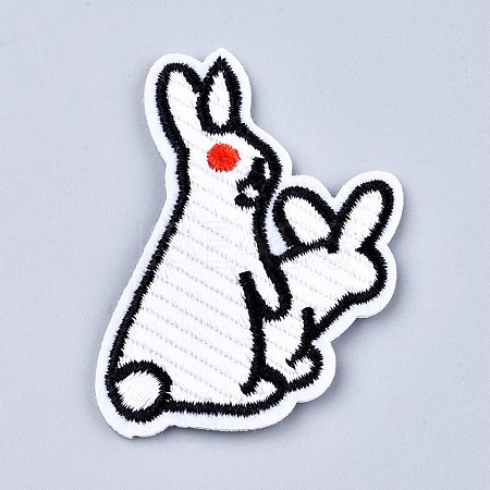 Rabbit Shape Computerized Embroidery Cloth Iron on/Sew on Patches DIY-M006-08-1
