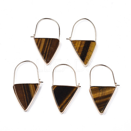 Natural Tiger Eye Triangle Dangle Hoop Earrings G-S359-363C-1