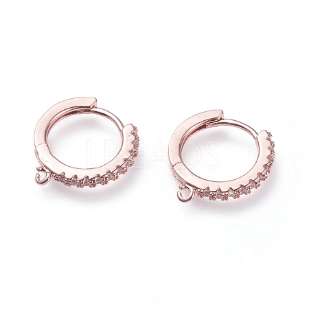 Brass Micro Pave Cubic Zirconia Huggie Hoop Earring Findings ZIRC-G156-07RG-1
