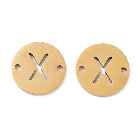 PVD Vacuum Plating 201 Stainless Steel Hollow Flat Round Links FIND-R149-03X-G-1