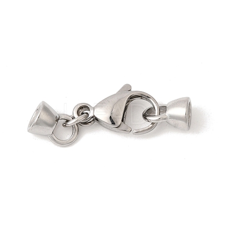 304 Stainless Steel Lobster Claw Clasps and Cord End High Polished STAS-B128-08P-01-1