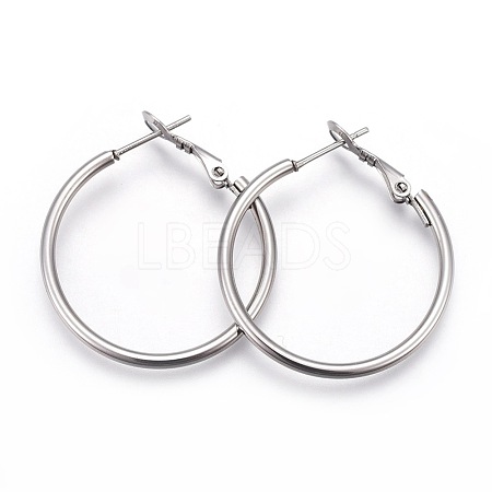 Tarnish Resistant 201 Stainless Steel Hoop Earrings EJEW-F188-24P-A-1