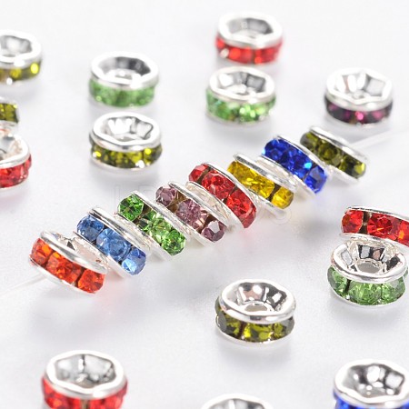 Brass Grade A Rhinestone Spacer Beads RSB035NF-1