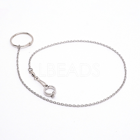 Stainless Steel Bird Foot Stand Chain with Ring AJEW-WH0016-84P-1