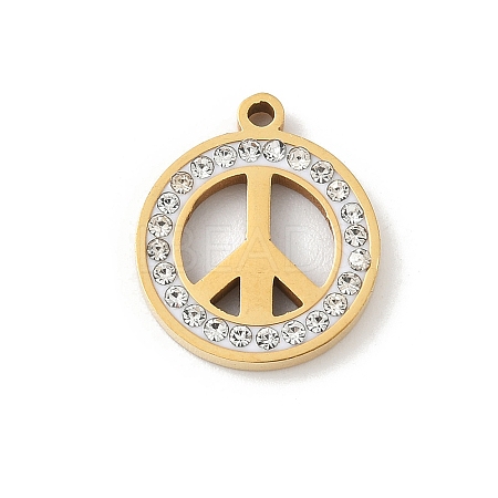 304 Stainless Steel Rhinestone Pendants STAS-Q354-04G-1