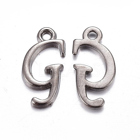 Gunmetal Plated Alloy Letter Pendants PALLOY-P097-03-G-1
