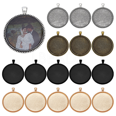 20Pcs 4 Colors Alloy Pendant Cabochon Settings FIND-PH0029-11-1