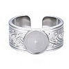 Non-Tarnish 304 Stainless Steel Open Cuff Finger Ring Cabochon Settings X-STAS-T060-05P-1