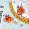 2Pcs 2 Style Silk Cloth & Plastic Imitation Flower Corsage Boutonniere & Wrist Corsage JEWB-CP0001-27B-3