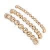 3Pcs 3 Styles Electroplated Natural Lava Rock Round Beads Stretch Bracelets for Women Men BJEW-JB11982-5
