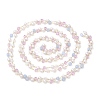 Faceted Cube Glass & ABS Plastic Imitation Pearl Beaded Chains CHS-G026-02KCG-02-1-3