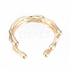 Brass Wave Open Cuff Ring for Women RJEW-T001-94G-2