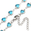 304 Stainless Steel & Glass Heart Link Chain Necklaces NJEW-P315-03P-03-2