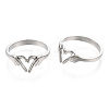 304 Stainless Steel Hand Heart Cuff Rings RJEW-N038-121P-2