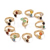Gemstone Oval Open Cuff Ring with Crystal Rhinestone STAS-E168-10C-G-1