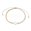 3mm Round Faceted Natural Rainbow Moonstone & Seed Beads Braided Bead Bracelets BJEW-JB10594-04-1