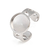 Hollow Heart 304 Stainless Steel Cuff Ring Components SA-CBA82C8-02C-P-1