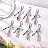 Glass Wishing Bottle with Chakra Natural & Synthetic Gemstone Chips inside Pendant Decorations HJEW-JM03044-1