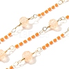 Brass Hexagonal Column Glass Seaded Beaded & Resin Round Beaded Link Chains CHC-G026-01B-1