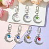 7Pcs 7 Colors Moon with Star Glass & Alloy Pendant Decoration HJEW-JM02109-2